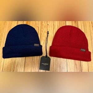 Filson Men's Watch Cap Beanie Duo - Navy and Red